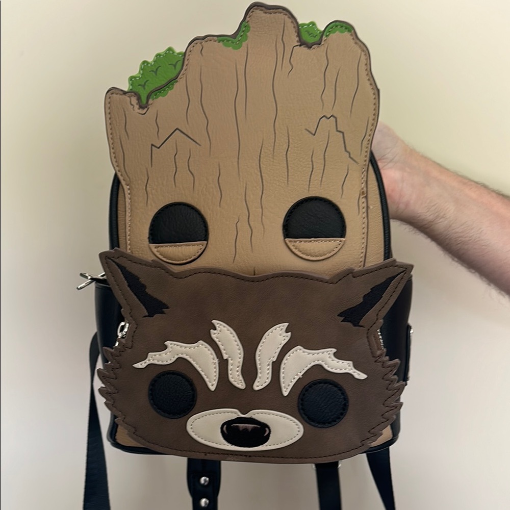 Loungefly Brown and Green Groot and Rocket Backpack
